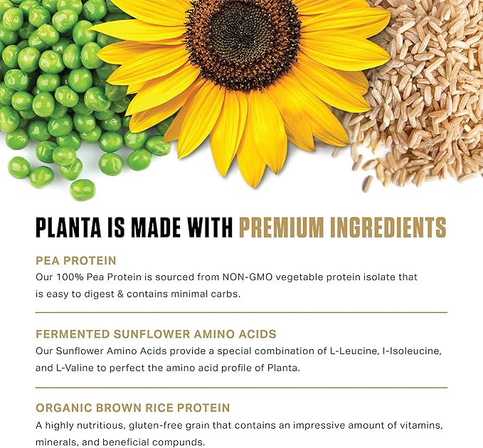 Ambrosia Planta - Plant-Based Protein Powder 20g | Dairy Free Vegan Protein Powder with BCAA Amino Acids | Keto-Friendly No Added Sugar | 25 Servings | Peanut Butter &amp Jelly
