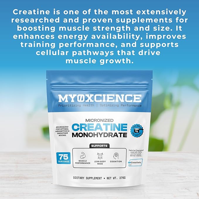 MYOXCIENCE Micronized Creavitalis Creatine | The World’s Purest Micronized Form of Creatine Monohydrate | Supports Muscle Performance Lean Body Mass &amp Cognition | 75 Servings