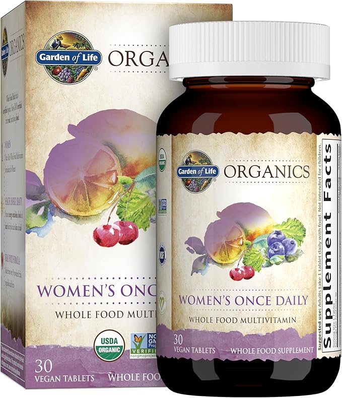 Garden of Life Raw D3 2000IU + Organics Women's Once Daily Whole Food Multivitamin 30 Tablets