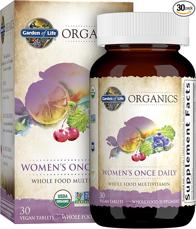 Garden of Life Raw D3 2000IU + Organics Women's Once Daily Whole Food Multivitamin 30 Tablets