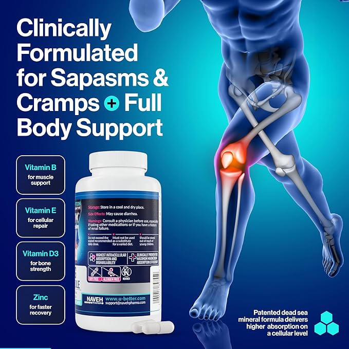 MAGNOX® Buster | Patented Clinically Tested 380mg Magnesium Supplement for Spasms &amp Leg Cramps at Night | One Capsule a Day for Almost Full Dosage | 3X More Absorption | Dead Sea Minerals (120 Cap