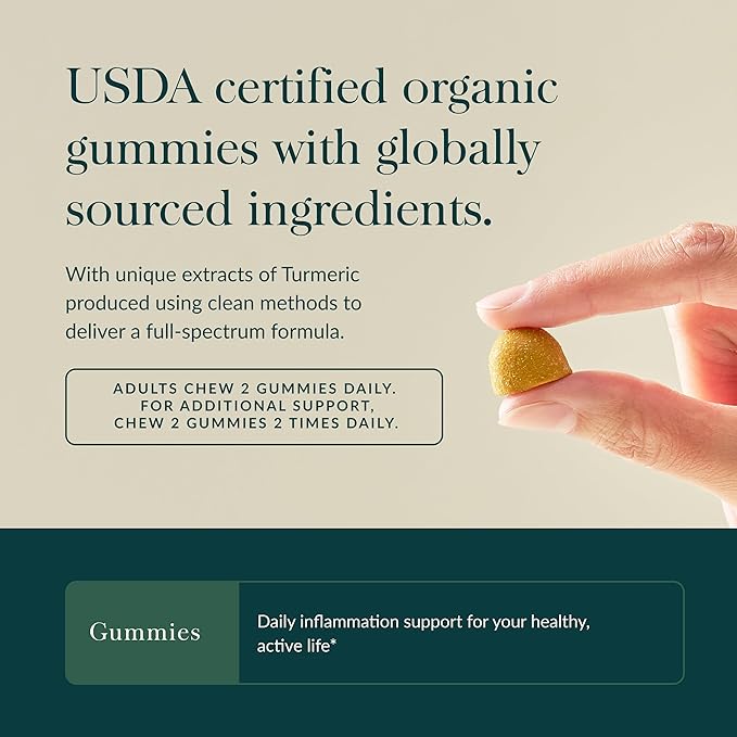 Gaia Herbs Turmeric Supreme Adult Daily - Daily Support for Healthy Active Lifestyle* - USDA Certified Organic Blend of Turmeric &amp Supportive Herbs - 40 Vegan Gummies (20 Servings)