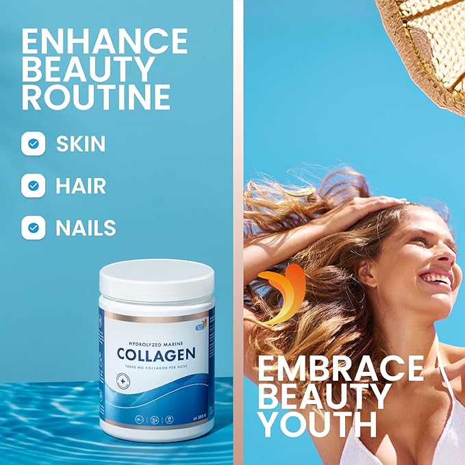 Swedish Nutra 10000 mg Hydrolysed Marine Collagen Powder Supplement - 30 Day Supply| Type 1 &amp 3 Collagen Pure Peptides for Healthy Hair Skin Nails Joints I Unflavored | 100% Natural | Sugar-F