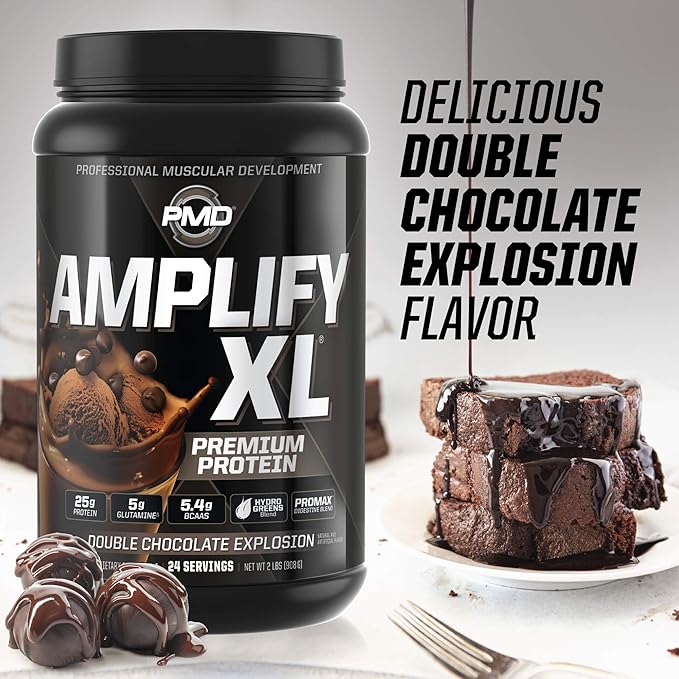 PMD Sports Amplify XL Premium Whey Protein Double Chocolate Explosion (24 Servings) &amp iSatori Bio-GRO Unflavored (60 Servings)