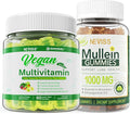 NEVISS Mullein Leaf Extract for Lungs Gummies with Vegan Multivitamin Gummies for Women Men