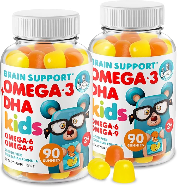 DR. MORITZ Omega 3 Kids Gummies (180 Count) Vegan Omega3 Gummies for Kids with No Fish Oil Vitamins for Brain &amp Heart Health Gluten-Free Omega 3 6 9