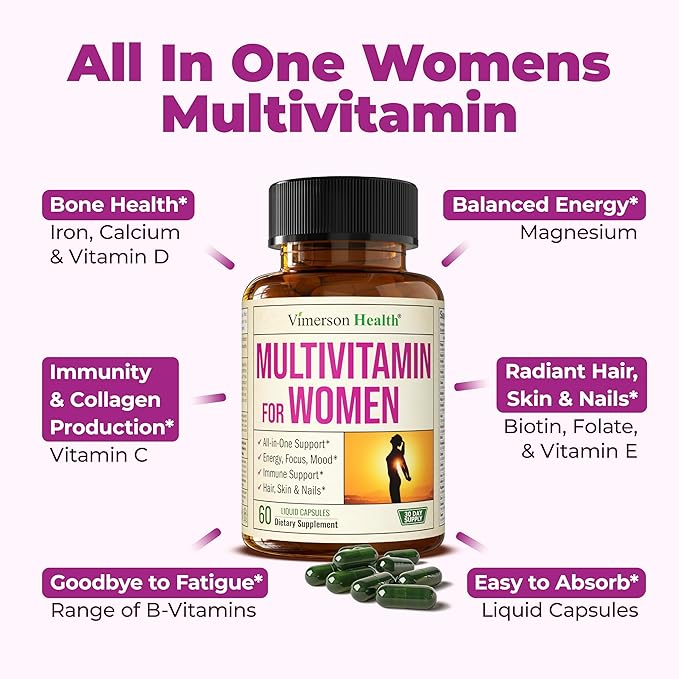 Vimerson Health Turmeric Saffron &amp Women’s Liquid Multivitamin – Mood Energy &amp Joint Wellness Bundle for Women