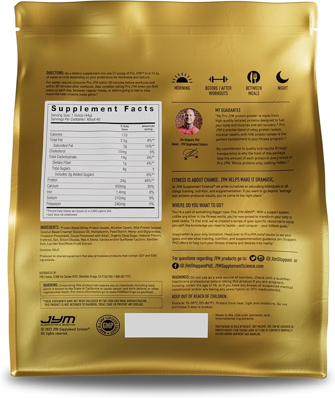 Pro JYM Natural Chocolate Brownie Protein Powder Blend - Whey Protein Isolate Casein &amp Milk Protein Isolate for Men &amp Women Recovery Shakes | JYM Supplement Science | 45 Servings