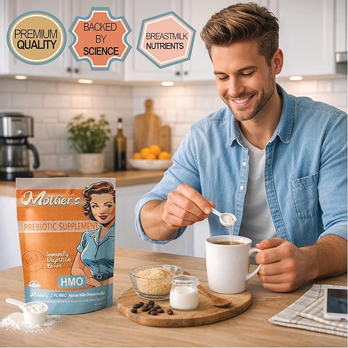 HMO Prebiotic Supplement for Adults - Mother's 2'-FL Human Milk Oligosaccharide Powder - Gut Health Immunity &amp Digestion Support 90g (45 Servings) Non-GMO