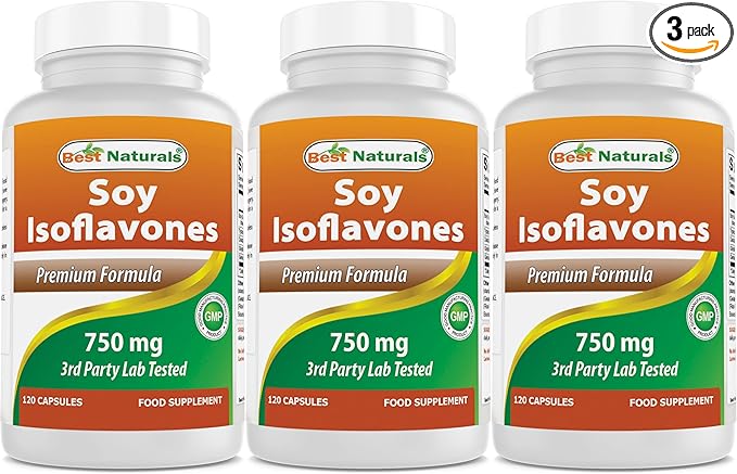 Best Naturals Soy Isoflavones 750 mg 120 Capsules (120 Count (Pack of 3))