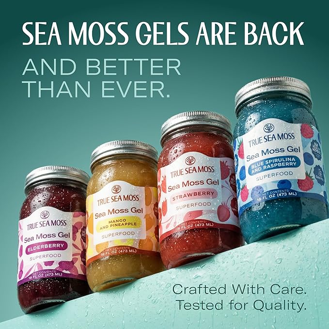 TrueSeaMoss Sea Moss Gel – Made in USA – Wildcrafted Seamoss Fruits &amp Jarred Vegetables – Mango/Pineapple Pack of 1 (Labels may Vary)