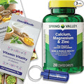 Spring Valley Calcium Magnesium &amp Zinc Plus Vitamin D Coated Caplets 250 Ct 3 pk (750 Total) + Vitamin Vitality &amp Pill Container (5 Items)!