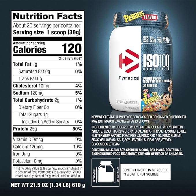 Bundle of Dymatize Performance Protein Shake Fruity Pebbles (12 pack) + ISO100 Whey Protein Powder Isolate Fruity Pebbles (20 Servings)