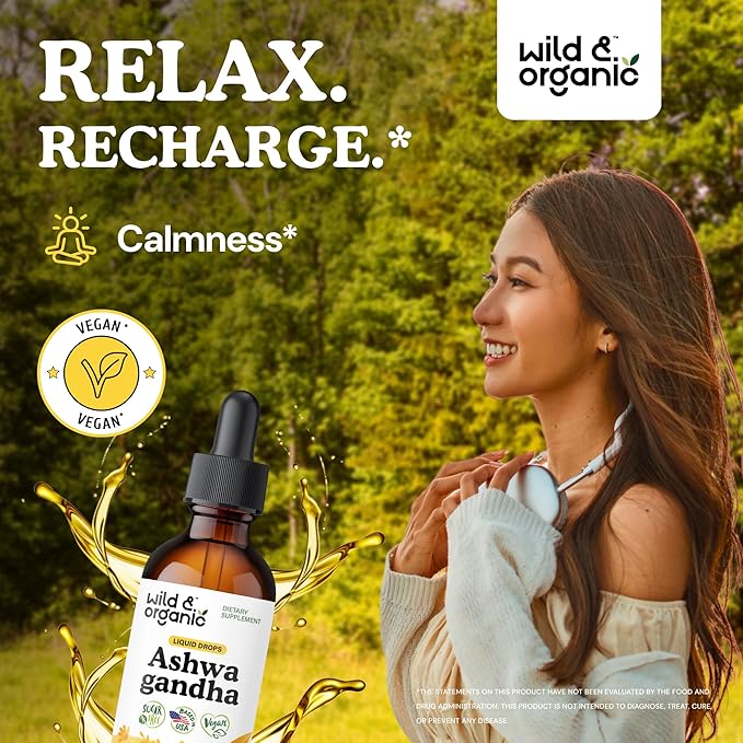 Wild &amp Organic Lemon Balm Tincture 2 fl oz &amp Ashwagandha Tincture 2 fl oz