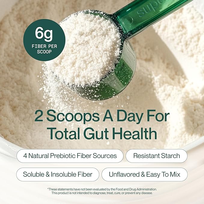 Supergut Foundational Daily Fiber Powder Sugar Free &amp Vegan Prebiotic Fiber Blend for Gut Health &amp Digestive Support Supplement for Men &amp Women with Solnul &amp Sunfiber Pomegranate Be