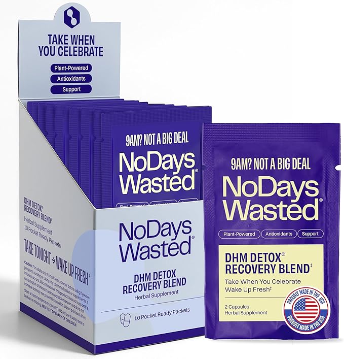 DHM Detox® - No Days Wasted® - New Look - Dihydromyricetin Supplement Milk Thistle Prickly Pear B Vitamins Hydration Electrolytes Blend-Take During Evening for Better Next Day and Recovery