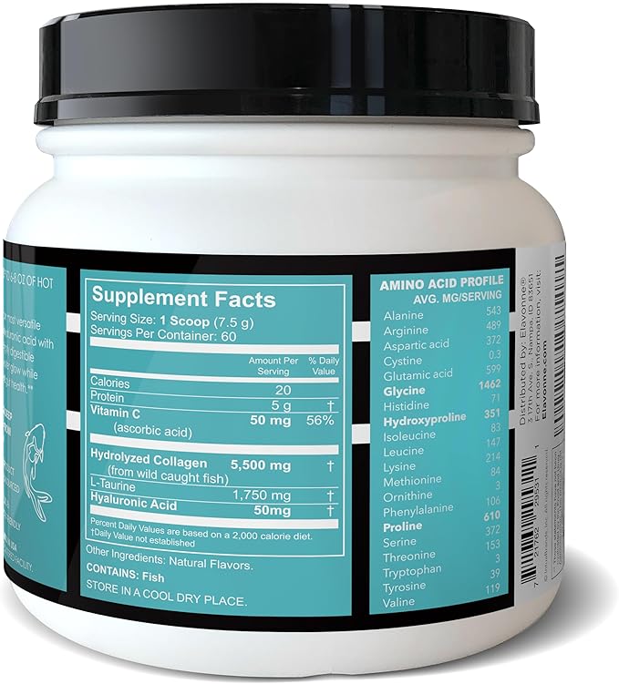 (3-Pack) Amino Collagen C - Collagen Powder (180 Scoops) - Marine Collagen Peptides + Hyaluronic Acid. No Sugar. No Odor. Non GMO. USA. for Hair Skin Nails Joints &amp Gut Health.