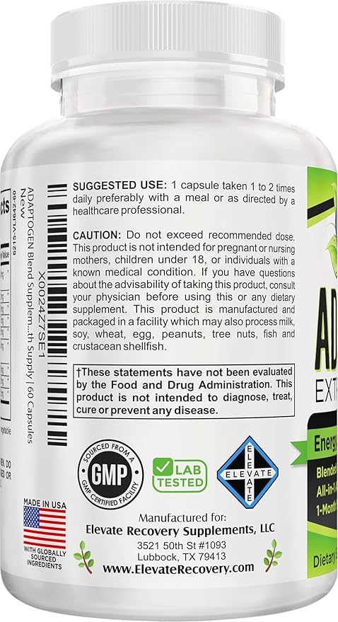 Adaptogen Supplement (9-in-1) Adaptogenic Complex with Ashwagandha Panax Ginseng Rhodiola + More | Herbal Extract Blend | Adaptogen Supplements | 1-Month Supply | 60 Capsules