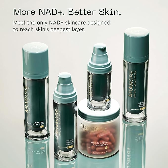 Aramore NAD+ Cell Energizing Skin Care Treatment with Proprietary NAD+ Precursor Complex Clinically Proven to Target 12 Signs of Aging - 15ml
