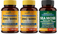 Sandhu Herbals Zinc 50mg &amp Sea Moss Black Seed Oil Ashwagandha Ginger Burdock Root Supplement for Men &amp Women| Made in USA