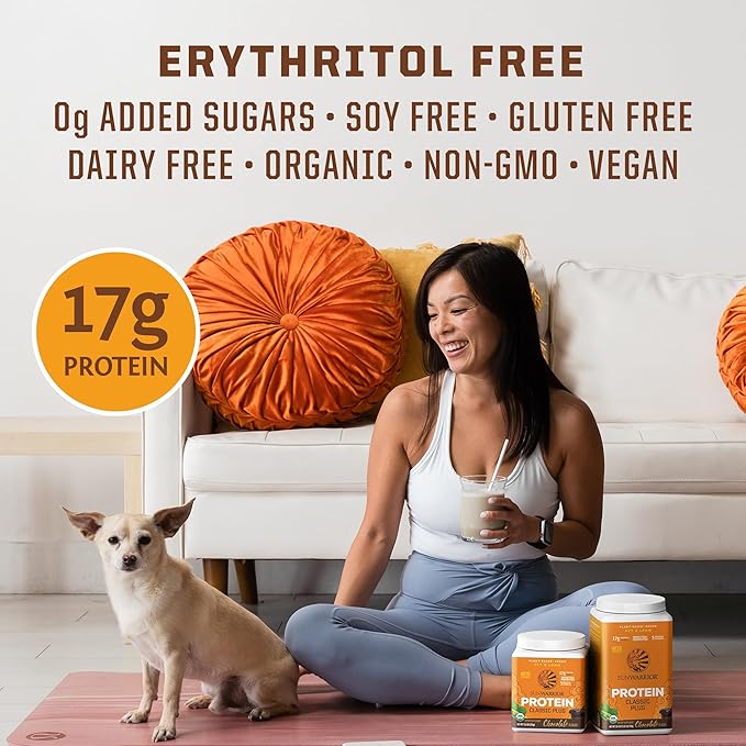 Sunwarrior Plant-Based Collagen Building Powder | 40 Servings Chocolate Flavored &amp Vegan Protein Powder | USDA Organic 30 Servings Chocolate Flavored