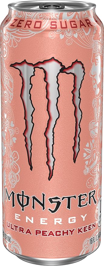 Monster Energy Ultra Peachy Keen Sugar Free Energy Drink 16 oz | Pack of 15