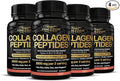 FREZZOR Collagen Peptides with UAF1000+ 100% Grass-Fed New Zealand Cattle Source Hydrolyzed Joint Skin Hair &amp Nail Support Amino Acids Anti-Aging 360 Capsules 4 Bottles