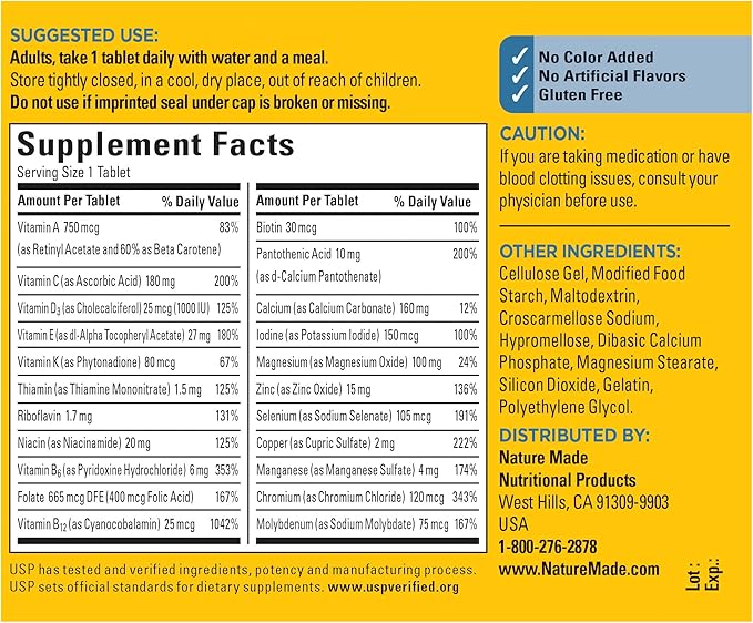 Nature Made Multivitamin 50+ His &amp Hers Combo Pack Mens and Womens Multivitamin with Vitamin C Vitamin D3 B Vitamins Zinc &amp More Two Multivitamin Bottles