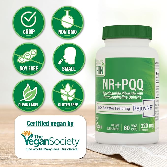Health Thru Nutrition NAD+ Activator | NR with PQQ | 300mg Nicotinamide Riboside + 20mg PQQ | Mitochondria Maximizer | Non-GMO | Pack of 60