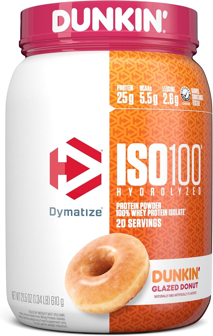 Dymatize ISO100 Hydrolyzed Protein Powder 100% Whey Isolate Protein 25g of Protein &amp ISO100 Hydrolyzed Protein Powder 100% Whey Isolate Dunkin' Glazed Donut Flavor