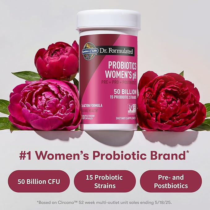 Garden of Life Dr Formulated Once Daily 3-in-1 Complete Prebiotics Postbiotics &amp Probiotics for Women PRE + PRO + POSTBIOTIC Supplement for Women’s Digestive Immune &amp Vaginal Health 30 Day