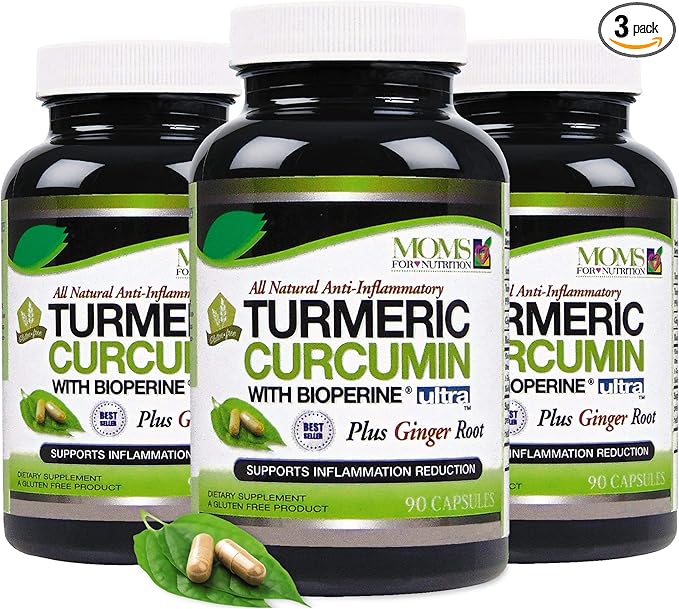 3 Bottles - Turmeric Curcumin Complex with Black Pepper Extract 1650 mg - Contains Piperine (for Superior Absorption and Tumeric Bio-Availability) – Plus Ginger Root Extract