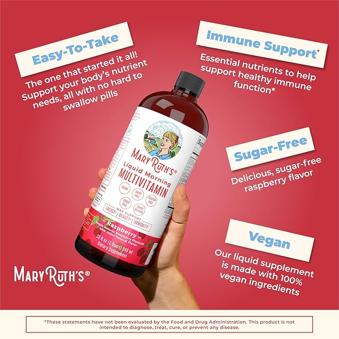MaryRuth Organics Liquid Morning Multivitamin &amp Liquid Nighttime Multimineral Bundle Vegan Vitamin C Vitamin D B Complex Magnesium Energy Beauty Sleep Support NO Melatonin 32 Fl Oz Each