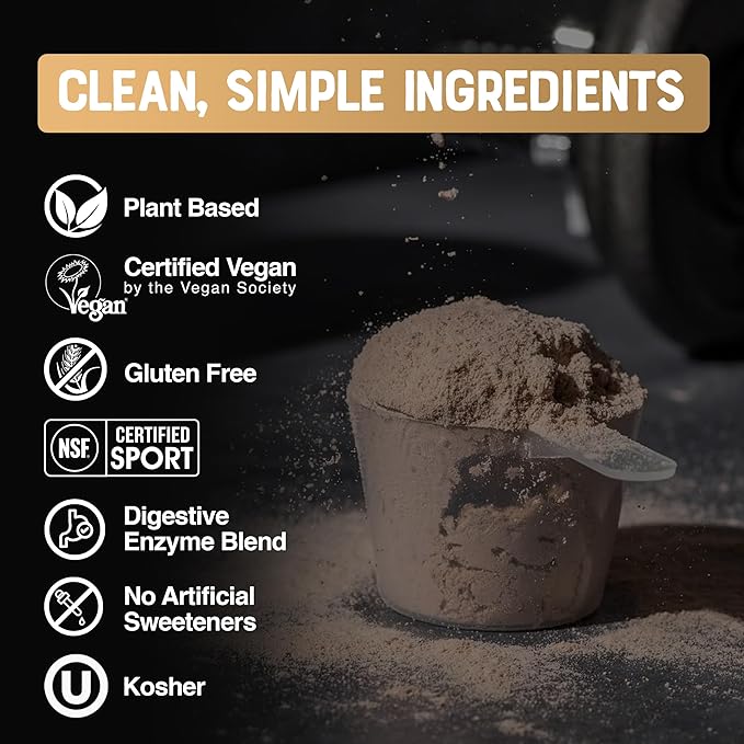 Select Proformance Elite Vegan Protein Powder - 16g of Protein per Scoop Plant Based Dairy Free Gluten Free Clean Ingredients - Chocolate Brownie Batter 2lb Tub (40 Servings)