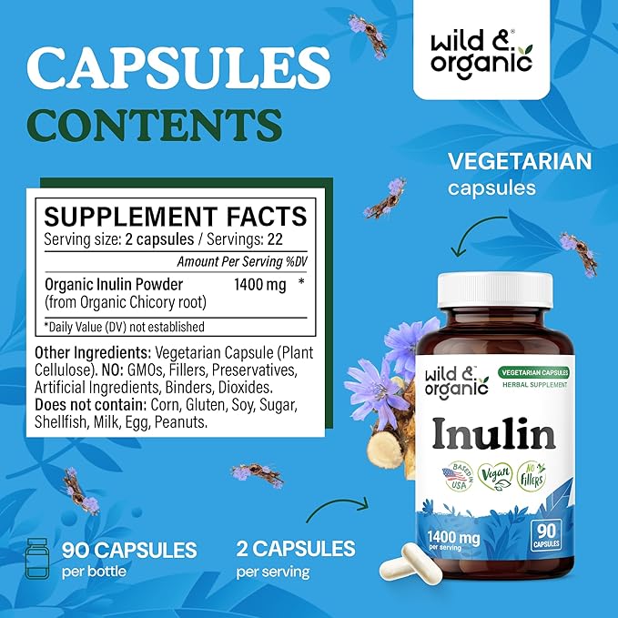 Wild &amp Organic Inulin 90 Capsules &amp Berberine 90 Capsules