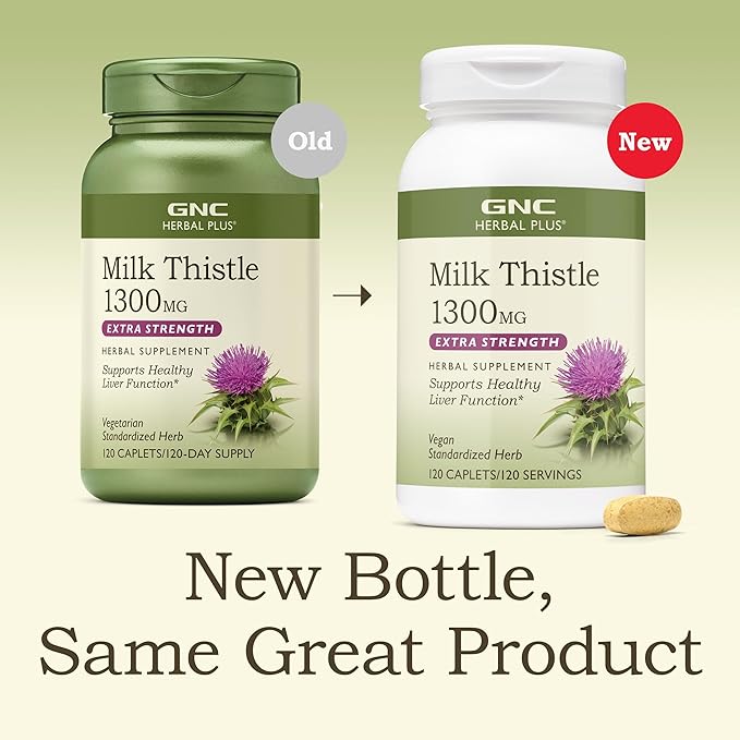GNC Herbal Plus Milk Thistle 1300mg Extra Strength 120 Caplets