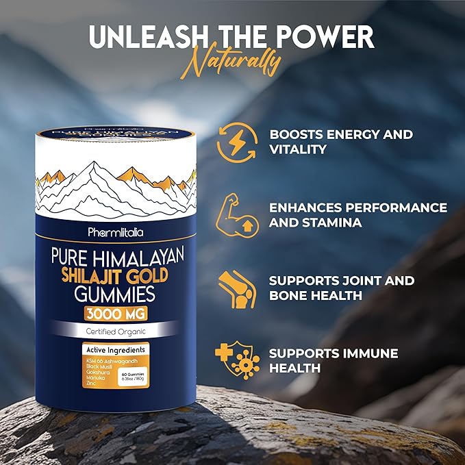 Magnesium Glycinate &amp Pure Himalayan Shilajit Gummies Bundle – Sleep Muscle Recovery &amp Energy – High Absorption Magnesium 400mg + Gold Shilajit with Ashwagandha for Strength &amp Vitality –