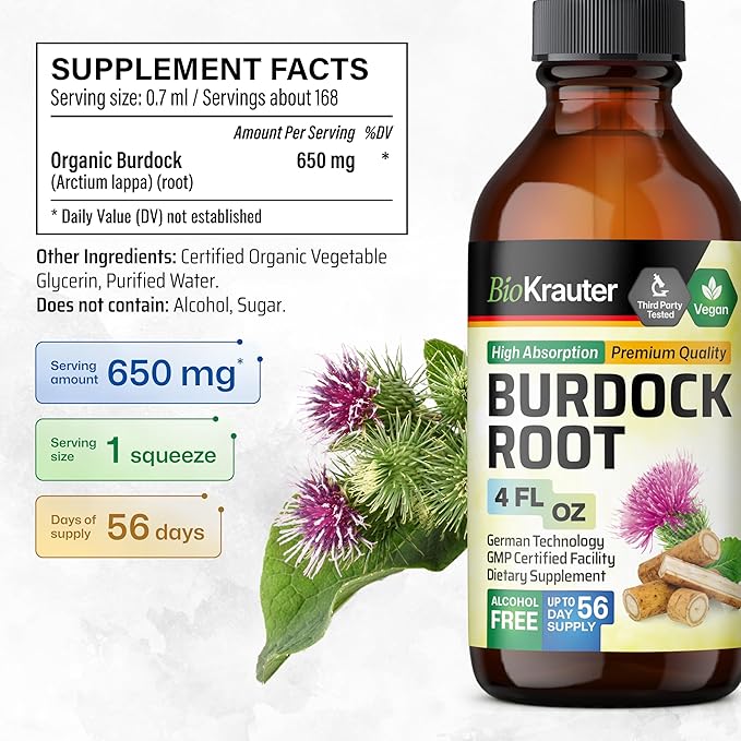 BIO KRAUTER Burdock Root Tincture 4 Fl. Oz. &amp Milk Thistle Tincture 4 Fl. Oz.