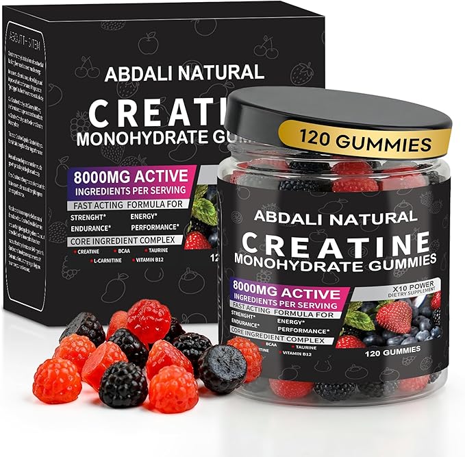 Creatine Gummies 8000mg for Men &amp Women – Pre-Workout Creatine Gummies with L-Taurine BCAA 2:1