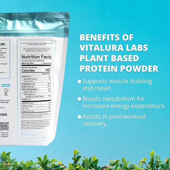 Plant-Based Protein Powder – Vegan Protein Powder Made from Pea Rice &amp Pumpkin - No Added Sugar - No Artificial Ingredients - Tiramisu - 15 Servings