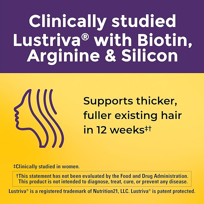Nature Made Hair-Growth Softgels Clinically Studied Lustriva + Biotin Vitamin C &amp A Hairs Growth Vitamins - Support Healthy Hair as You Age 30 Softgels 30 Day Supply (Pack of 2)
