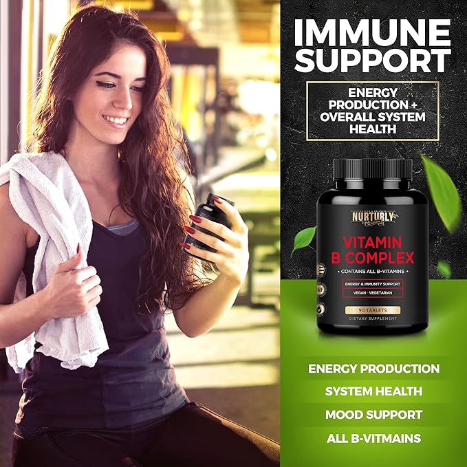 Vitamin B Complex and Turmeric Curcumin - Contains All Essential B Vitamins - B1 B2 B3 B5 B6 B7 B9 B12 and Biotin - High Absorption Turmeric Supplements 1300mg for Joint Hearth Health