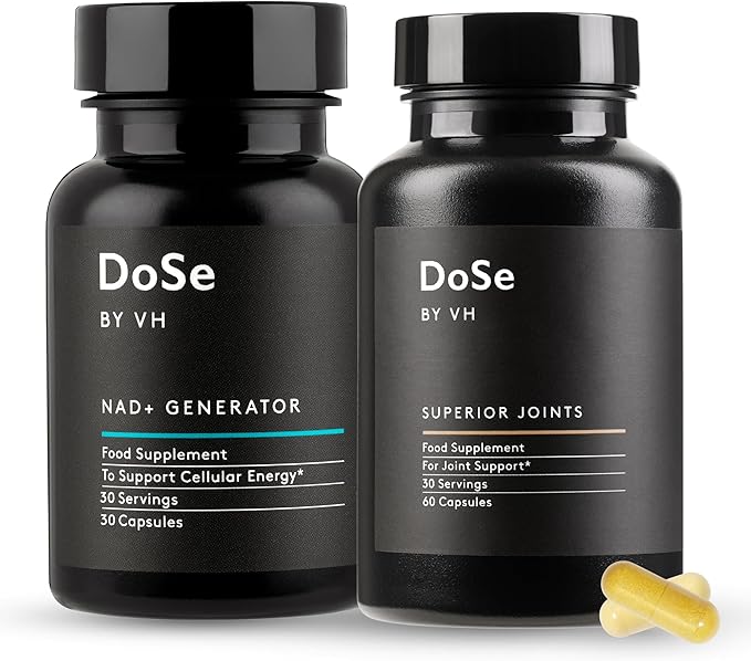 DoSe by VH Superior Joints + NAD+ Generator Bundle – Joint Support with NEM Turmeric Ginger &amp Hyaluronic Acid + NAD Supplement with RiaGev-WS – Vegan Capsules