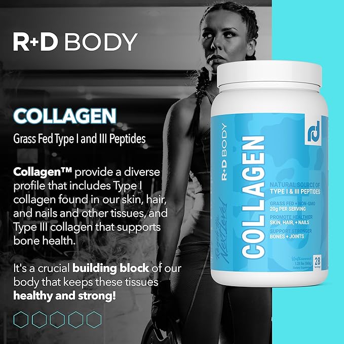 Natural Hydrolyzed Collagen Peptides Powder - Grass-Fed Type I &amp III (20g per Serving) - Supports Skin Hair &amp Nails Plus Joint &amp Bone Support - Unflavored - 28 Servings