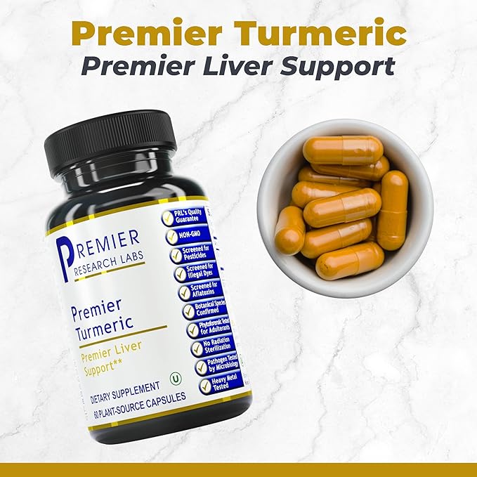 Premier Research Labs Premier Turmeric Capsules - Turmeric Curcumin Supplement Liver Support 500 mg of Curcuma Per Capsule - 60 Vegetarian Capsules