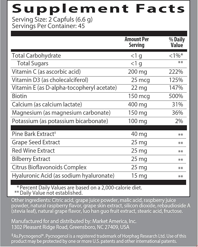 Isotonix OPC-3 Beauty Blend – Pycnogenol Grape Seed &amp Hyaluronic Acid for Skin Hydration Elasticity &amp Collagen Support Isotonic Powder Vegetarian 45 Servings