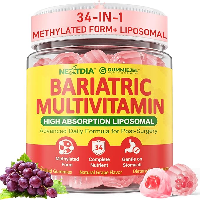 Liposomal Methylated Bariatric Multivitamin Gummies with Iron for Women &amp Men High Absorption Multivitamin w/CoQ 10 Probiotic Digestive Enzymes Support Gastric Bypass &amp Sleeve Recover Ener