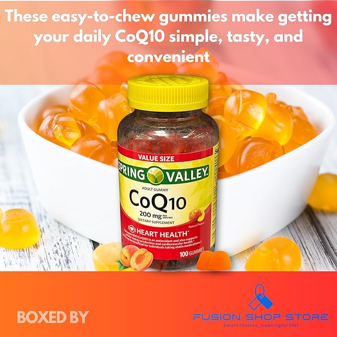 Coq10 200mg Gummies- Coenzyme Supplement for Adults Natural Flavor 200 mg 100 ct (Pack of 1) Boxed by Fusion Shop Store