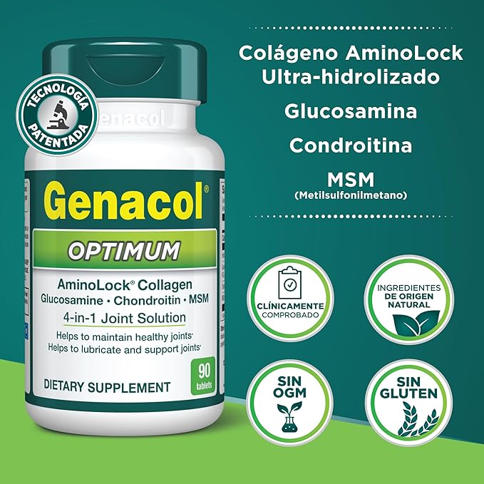 Genacol Optimum – Glucosamine Chondroitin MSM and Ultra-Hydrolyzed Collagen Tablets Maintains Healthy Joints Protects &amp Lubricate Cartilage 90 Tablets (30-Day Supply)