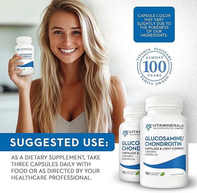 Vitaminerals® 128 Glucosamine Joint Support Glucosamine-Chondroitin Complex | Veggie Caps (90 Count)